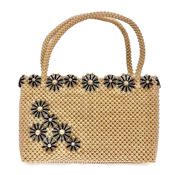 Vintage Floral Faux Pearl and Acrylic Beaded Evening Cocktail Wedding Bag EUC - Picture 4 of 13